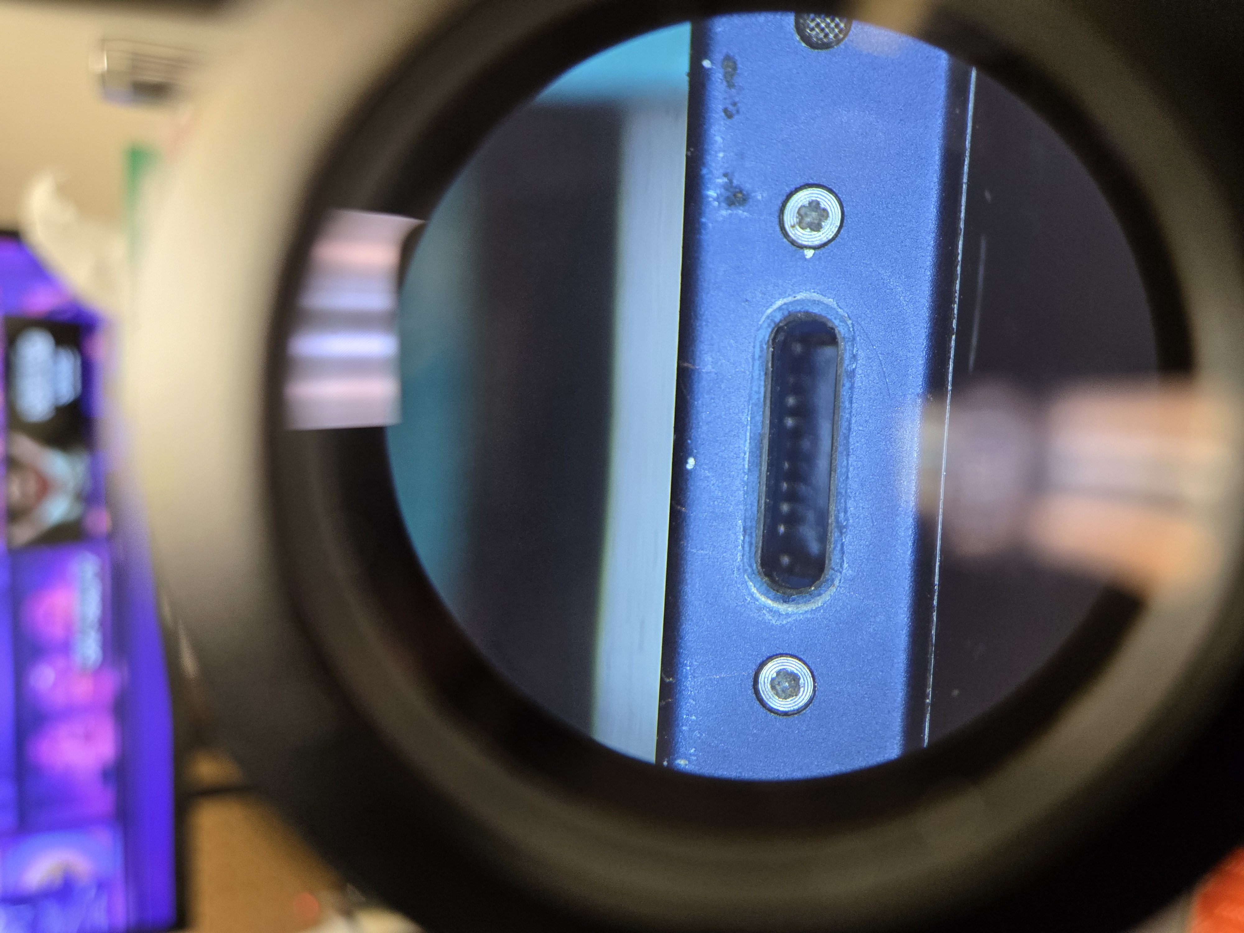 Before and after charge port cleaning